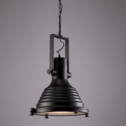 Luminária pendente de ferro retrô preta e cúpula de vidro