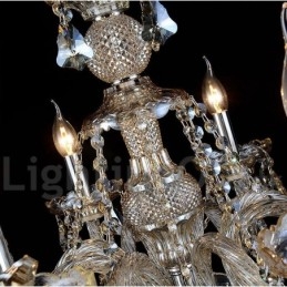 Lustre moderno de cristal K9 cor conhaque retrô com 8 luzes