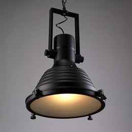 Luminária pendente de ferro retrô preta e cúpula de vidro