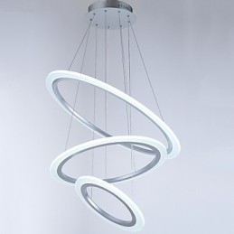 Luminárias pendentes de acrílico, lustre, iluminação de teto com 3 anéis DIY