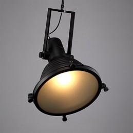 Luminária pendente de ferro retrô preta e cúpula de vidro