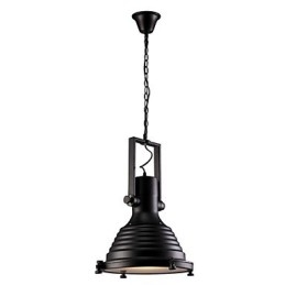 Luminária pendente de ferro retrô preta e cúpula de vidro
