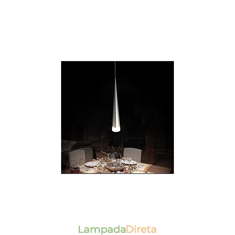 Luminária pendente moderna contemporânea em metal cromado