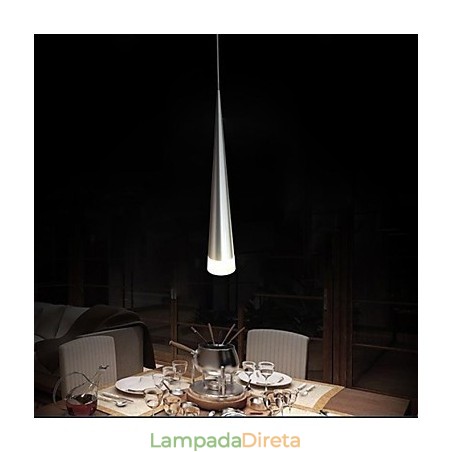 Luminária pendente moderna contemporânea em metal cromado Luminária pendente moderna contemporânea em metal cromado