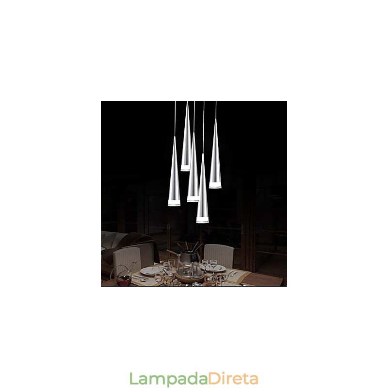 Luminária pendente moderna contemporânea em metal cromado
