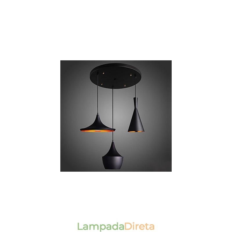 Luminária pendente aerodinâmica em preto