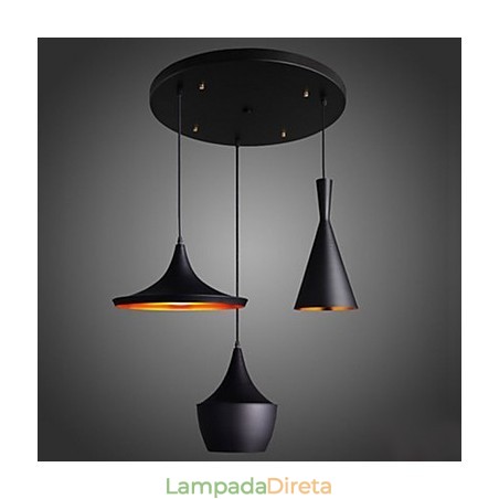 Luminária pendente aerodinâmica em preto Luminária pendente aerodinâmica em preto
