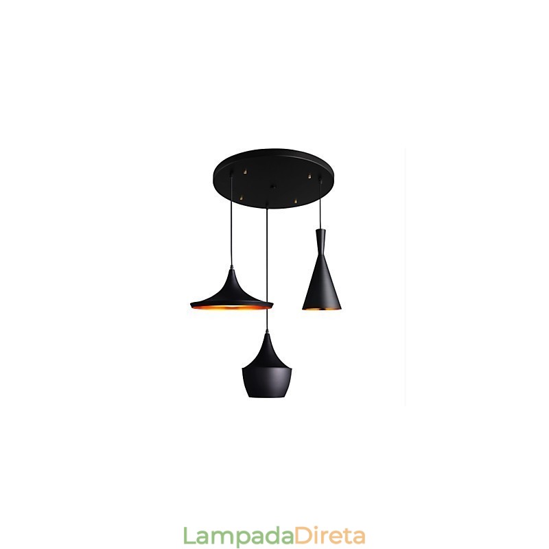Luminária pendente aerodinâmica em preto