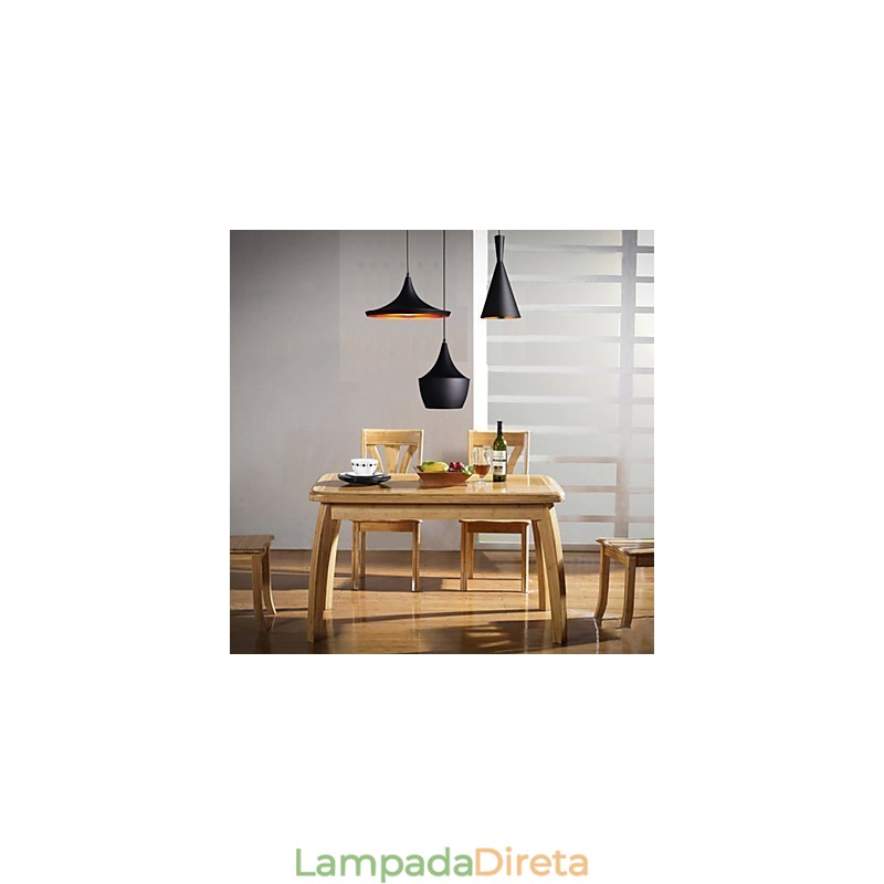 Luminária pendente aerodinâmica em preto