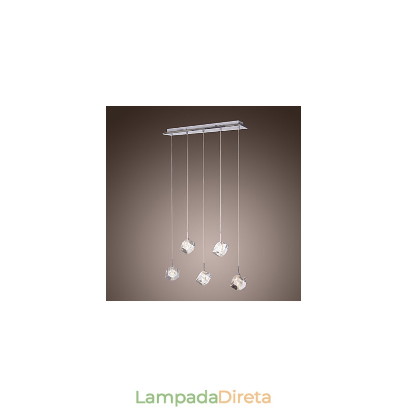 Luminária pendente moderna contemporânea de cristal cromado