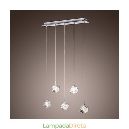 Luminária pendente moderna contemporânea de cristal cromado Luminária pendente moderna contemporânea de cristal cromado