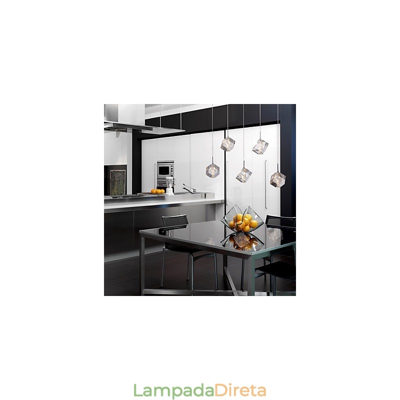 Luminária pendente moderna contemporânea de cristal cromado