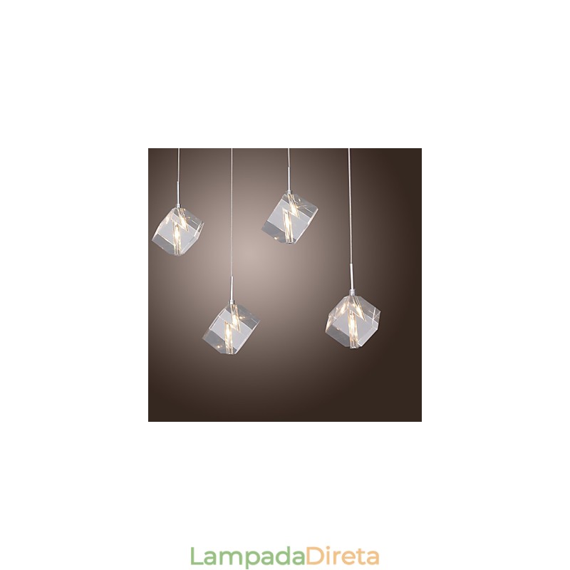 Luminária pendente moderna contemporânea de cristal cromado