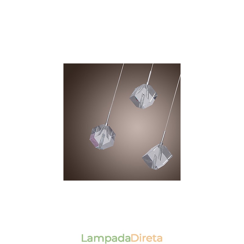 Luminária pendente moderna contemporânea de cristal cromado