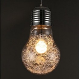 Ideias simples com uma grande lâmpada de vidro, lustre, lâmpada droplight