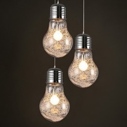 Ideias simples com uma grande lâmpada de vidro, lustre, lâmpada droplight