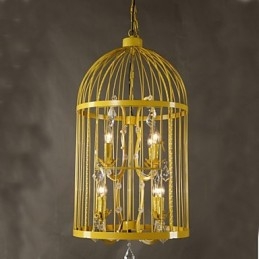 Vintage Ferro Gaiola Escada Lâmpada Lustre Cristal A