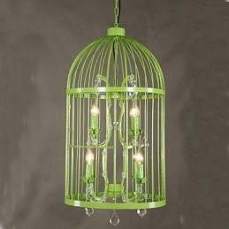 Vintage Ferro Gaiola Escada Lâmpada Lustre Cristal A