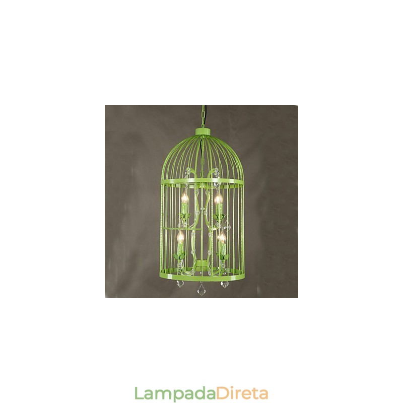 Vintage Ferro Gaiola Escada Lâmpada Lustre Cristal A