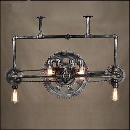 Candelabro de tubo de ferro industrial Wind gear lâmpada suspensa