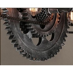 Candelabro de tubo de ferro industrial Wind gear lâmpada suspensa
