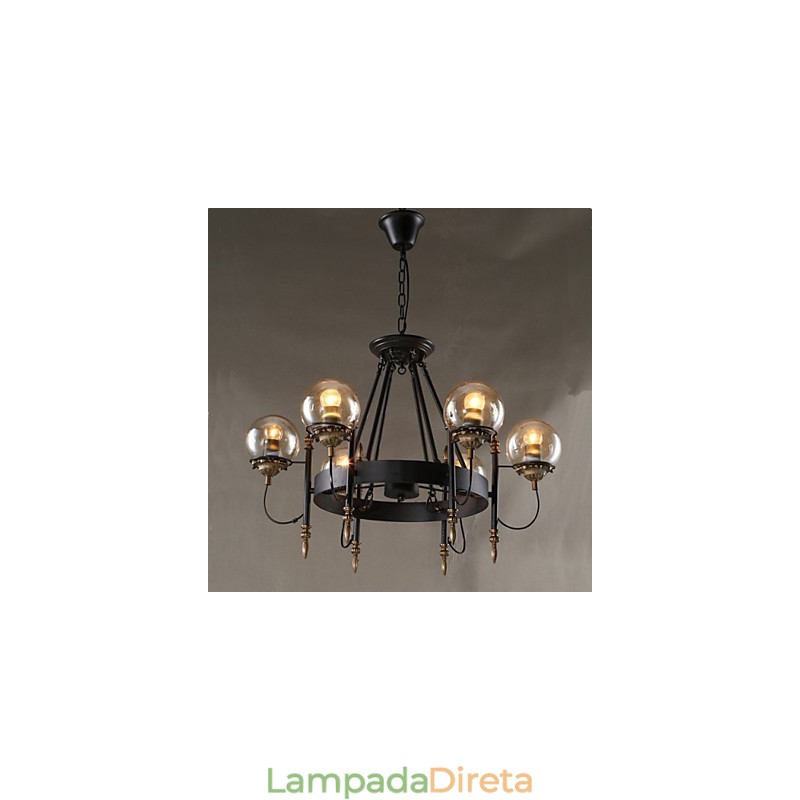 Lustre de vidro artístico redondo com esfera de feijão