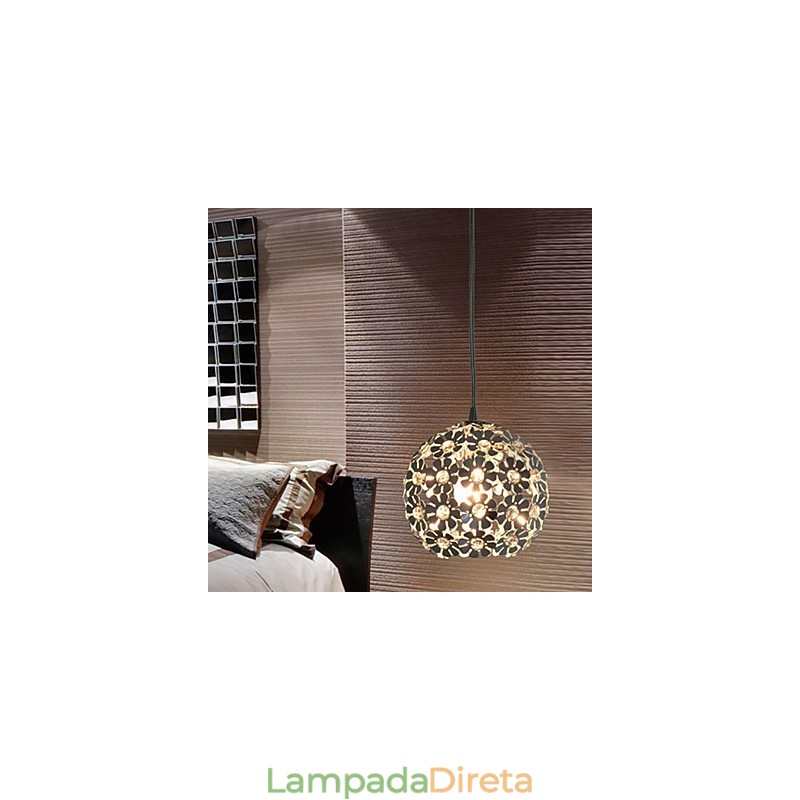 Luminária pendente moderna contemporânea em cristal globo estilo mini galvanizada
