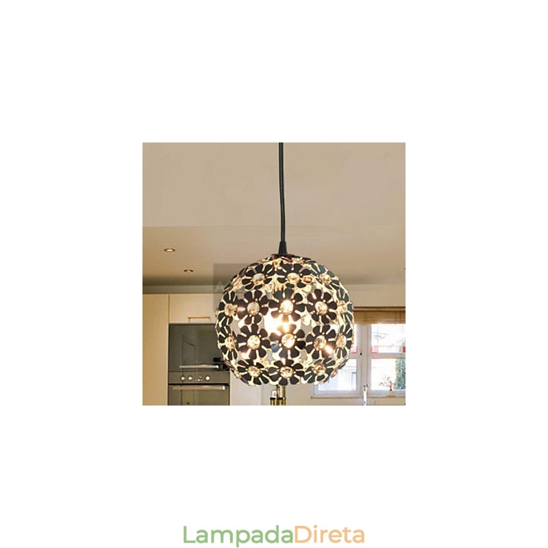 Luminária pendente moderna contemporânea em cristal globo estilo mini galvanizada