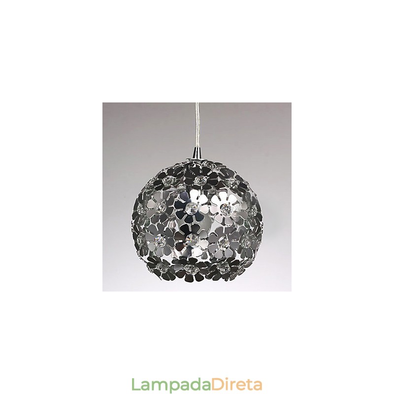 Luminária pendente moderna contemporânea em cristal globo estilo mini galvanizada