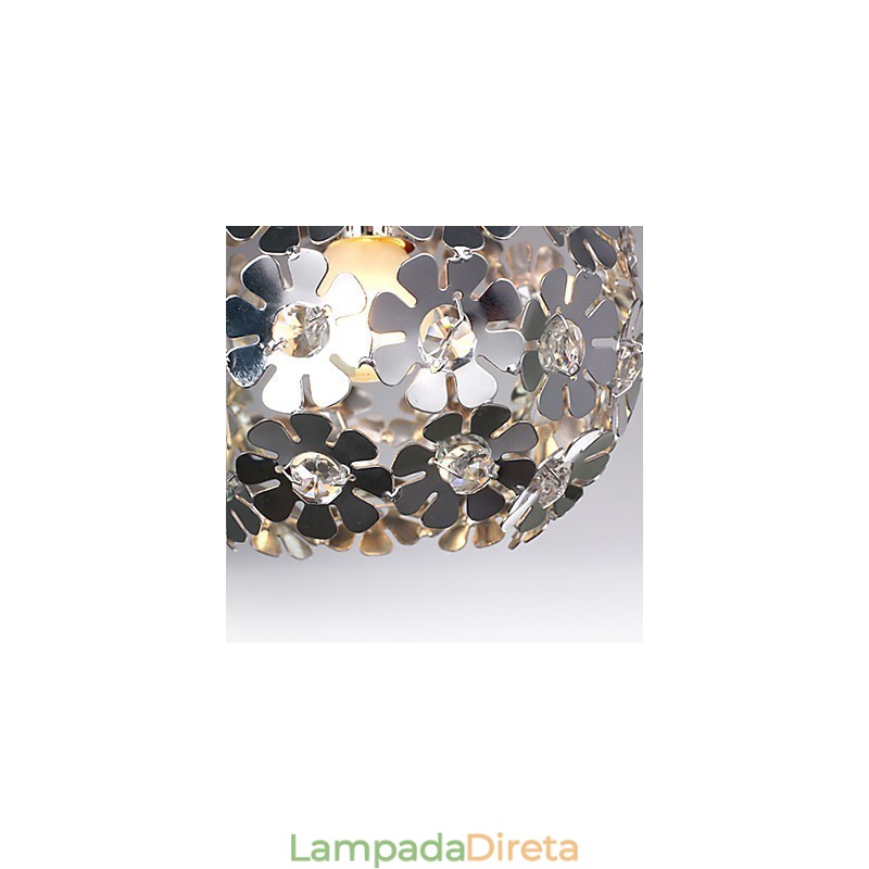 Luminária pendente moderna contemporânea em cristal globo estilo mini galvanizada
