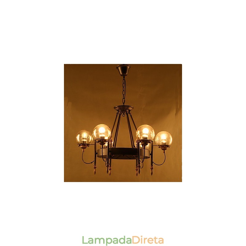 Lustre de vidro artístico redondo com esfera de feijão