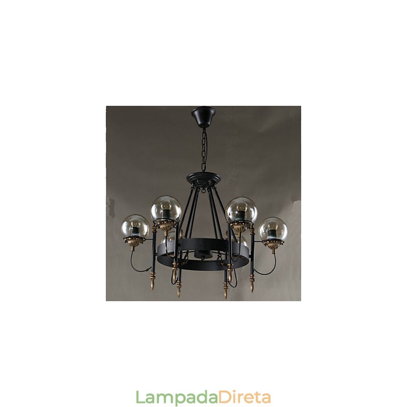 Lustre de vidro artístico redondo com esfera de feijão