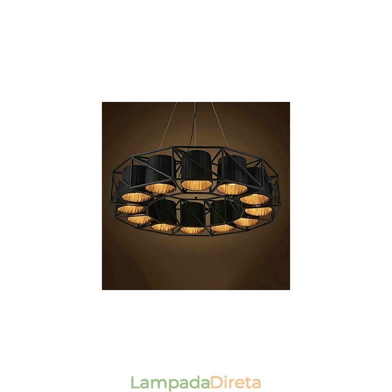Luminária pendente de metal com pintura country vintage para garagem