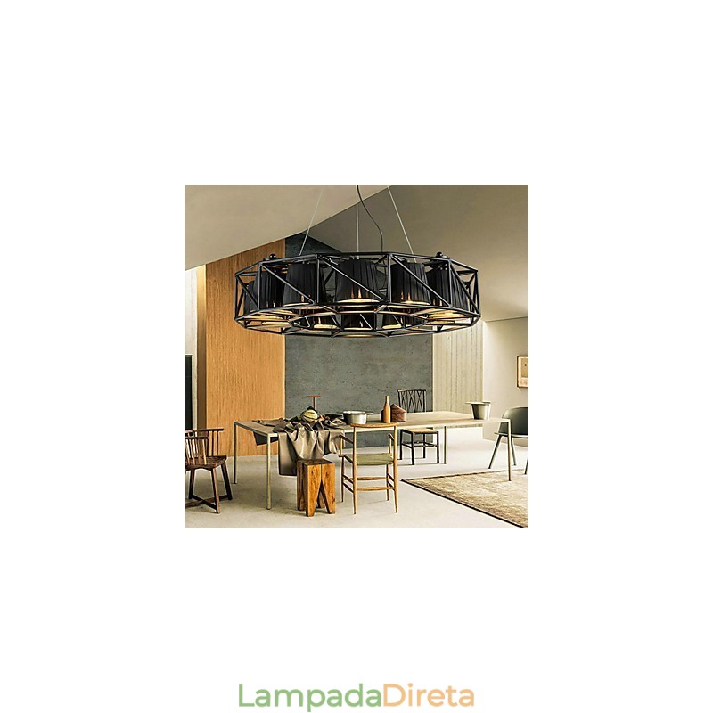 Luminária pendente de metal com pintura country vintage para garagem