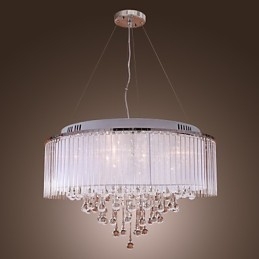 Moderno contemporâneo tambor cristal galvanizado pingente luz