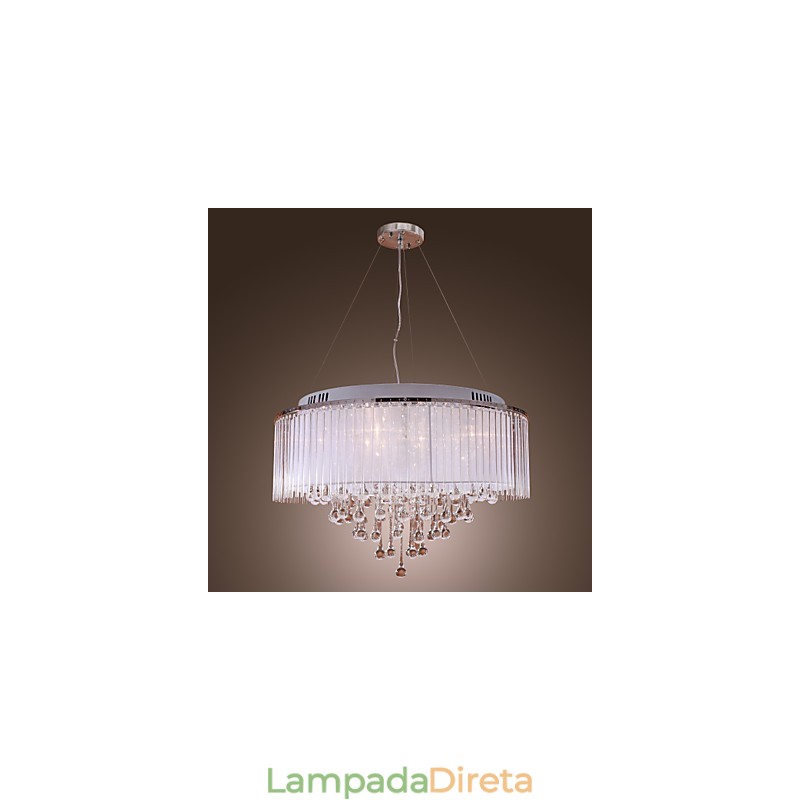 Moderno contemporâneo tambor cristal galvanizado pingente luz