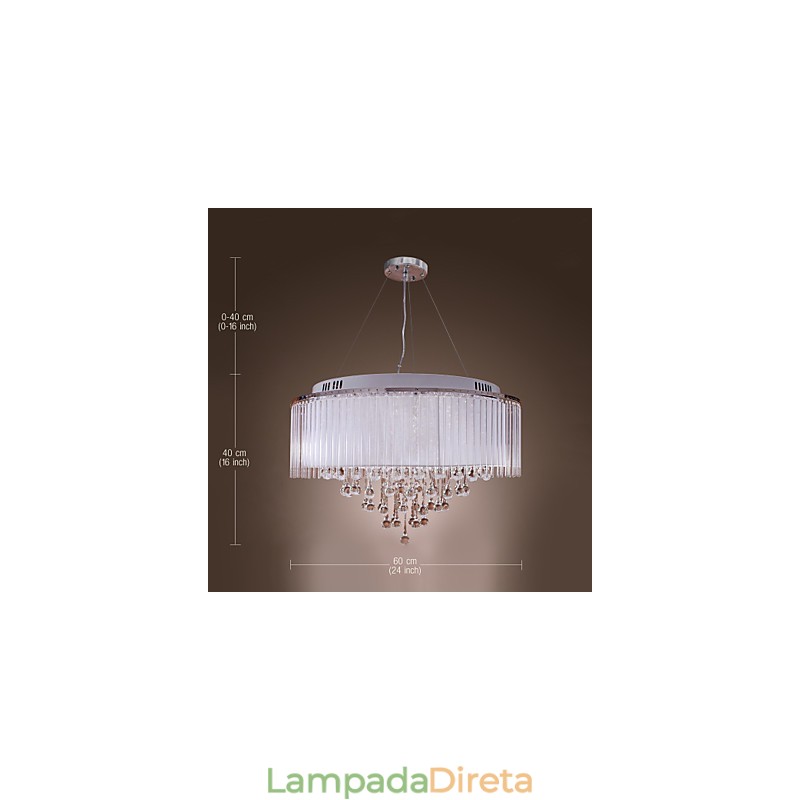Moderno contemporâneo tambor cristal galvanizado pingente luz
