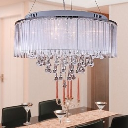 Moderno contemporâneo tambor cristal galvanizado pingente luz