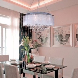 Moderno contemporâneo tambor cristal galvanizado pingente luz
