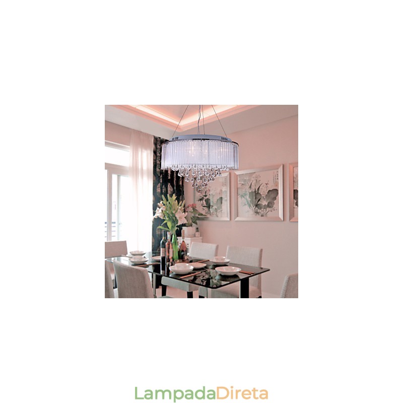 Moderno contemporâneo tambor cristal galvanizado pingente luz