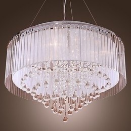 Moderno contemporâneo tambor cristal galvanizado pingente luz