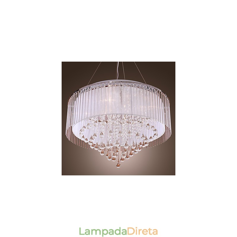 Moderno contemporâneo tambor cristal galvanizado pingente luz