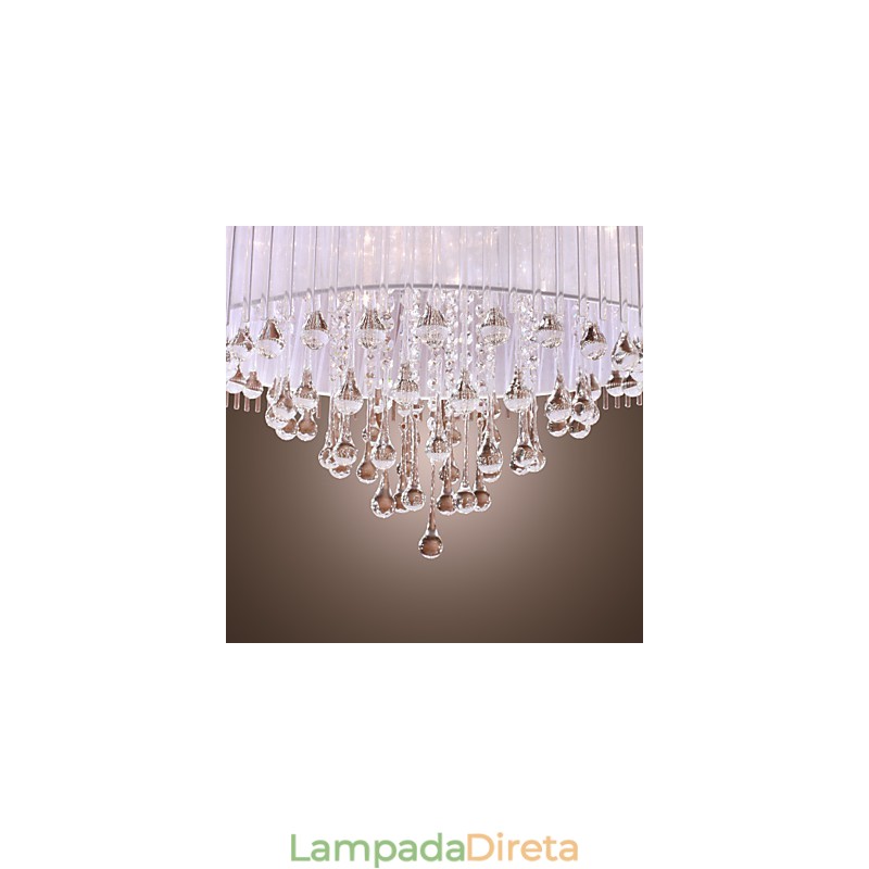 Moderno contemporâneo tambor cristal galvanizado pingente luz
