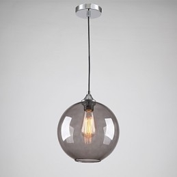 Luminária pendente moderna de vidro com design redondo de bolhas cinza-fumaça