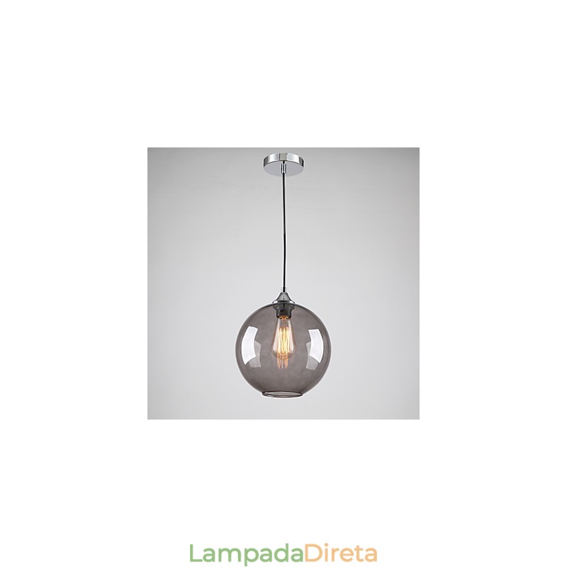 Luminária pendente moderna de vidro com design redondo de bolhas cinza-fumaça