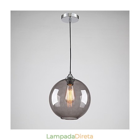 Luminária pendente moderna de vidro com design redondo de bolhas cinza-fumaça Luminária pendente moderna de vidro com design redondo de bolhas cinza-fumaça