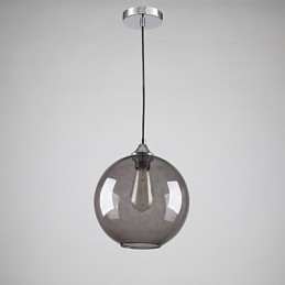 Luminária pendente moderna de vidro com design redondo de bolhas cinza-fumaça