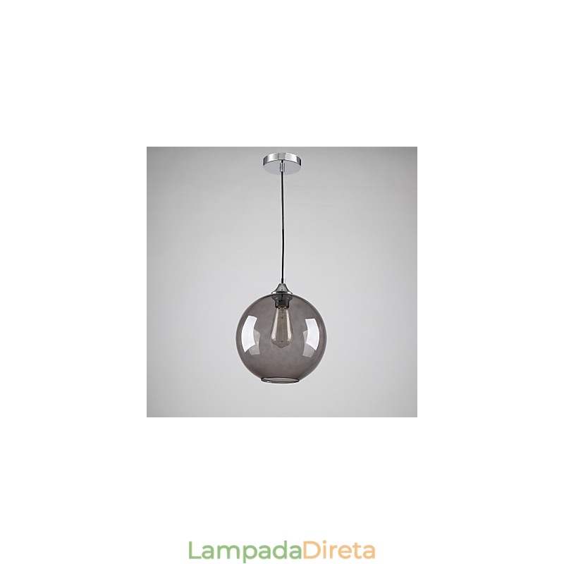 Luminária pendente moderna de vidro com design redondo de bolhas cinza-fumaça