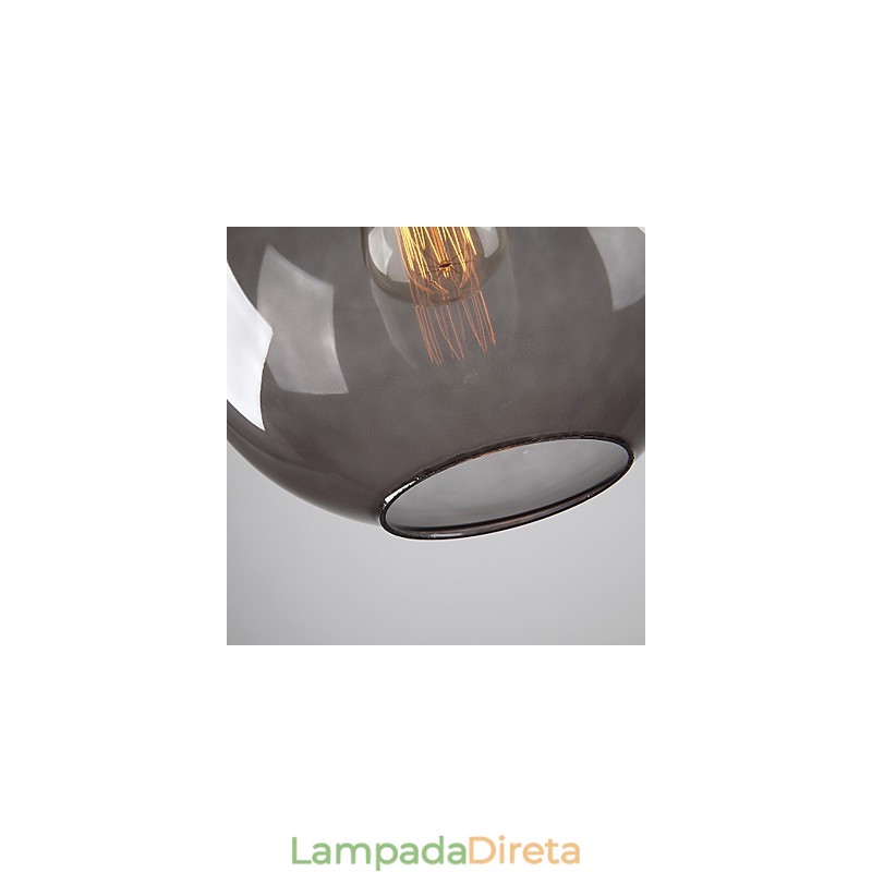 Luminária pendente moderna de vidro com design redondo de bolhas cinza-fumaça