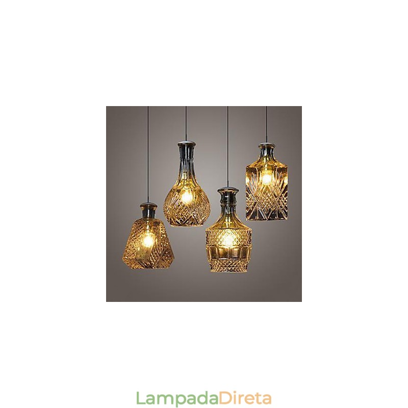 Luminária de vidro cristalino 4 luzes abajur minimalista garrafa luzes